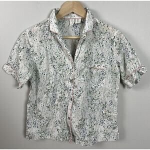 Joie Floral Pajama TOP ONLY Short Sleeve Button Up Size Small Sleep Women’s